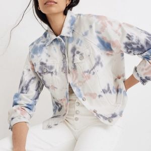 NWT MADEWELL raglan oversized tie dye jean denim sweater coat jacket siz…